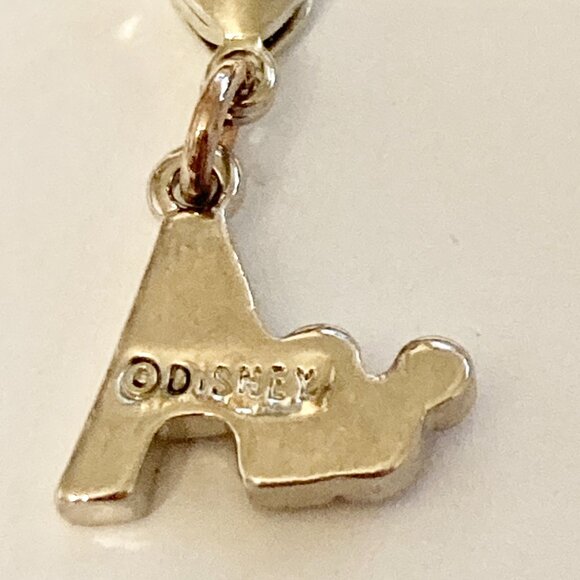 Vintage Disney Pink Crystal Mickey Mouse Ears Charm Clip On Initial Letter A - Picture 8 of 10